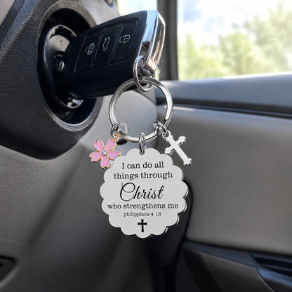 Christian Cross Keychain – Inspirational Bible Verse Gift for Women, Faith-Based Keepsake for Friends, Family & Loved Ones