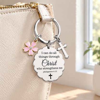 Christian Cross Keychain – Inspirational Bible Verse Gift for Women, Faith-Based Keepsake for Friends, Family & Loved Ones