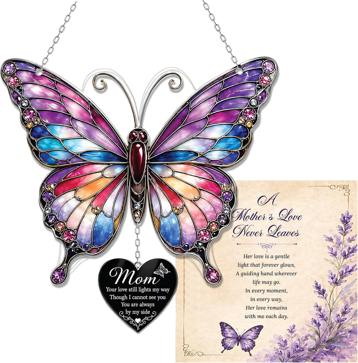 Memorial Suncatcher with Keepsake Story Card – Sunflower, Butterfly & Tree of Love Designs