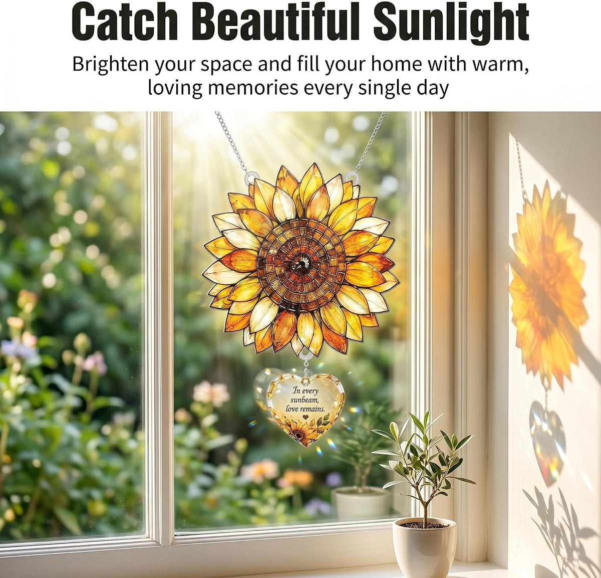 Memorial Suncatcher with Keepsake Story Card – Sunflower, Butterfly & Tree of Love Designs