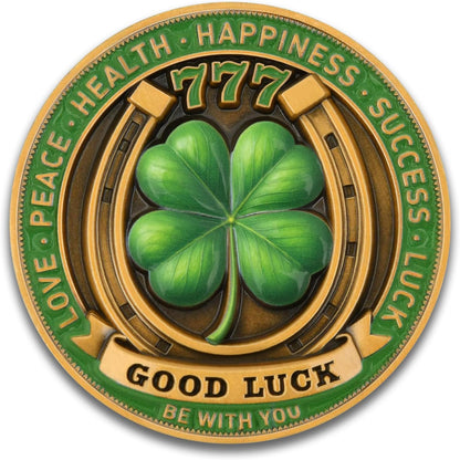 Lucky Elephant Coin with 4-Leaf Clover