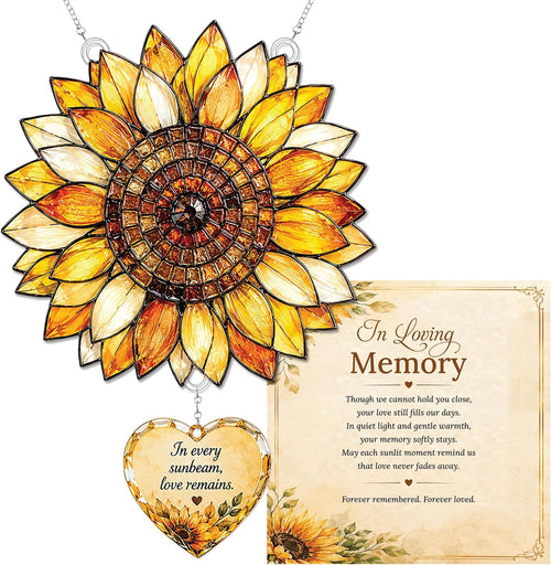 Memorial Suncatcher with Keepsake Story Card – Sunflower, Butterfly & Tree of Love Designs