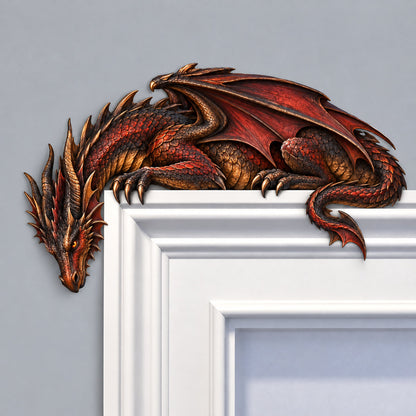 ⏳ Last Day 50% OFF – 🐉🔥 Sleeping Dragon Door Topper | Medieval Fantasy Dragon Guardian Wall Décor for Doorway, Gaming Room & Gothic Home 🏰✨