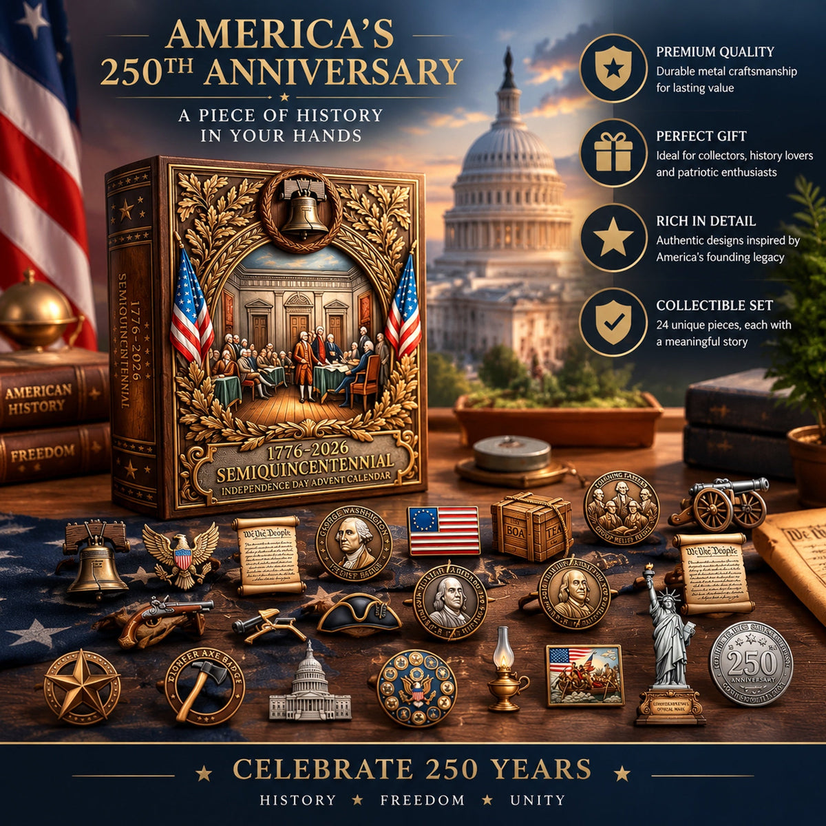 1776-2026 Semiquincentennial Independence Day Advent Calendar