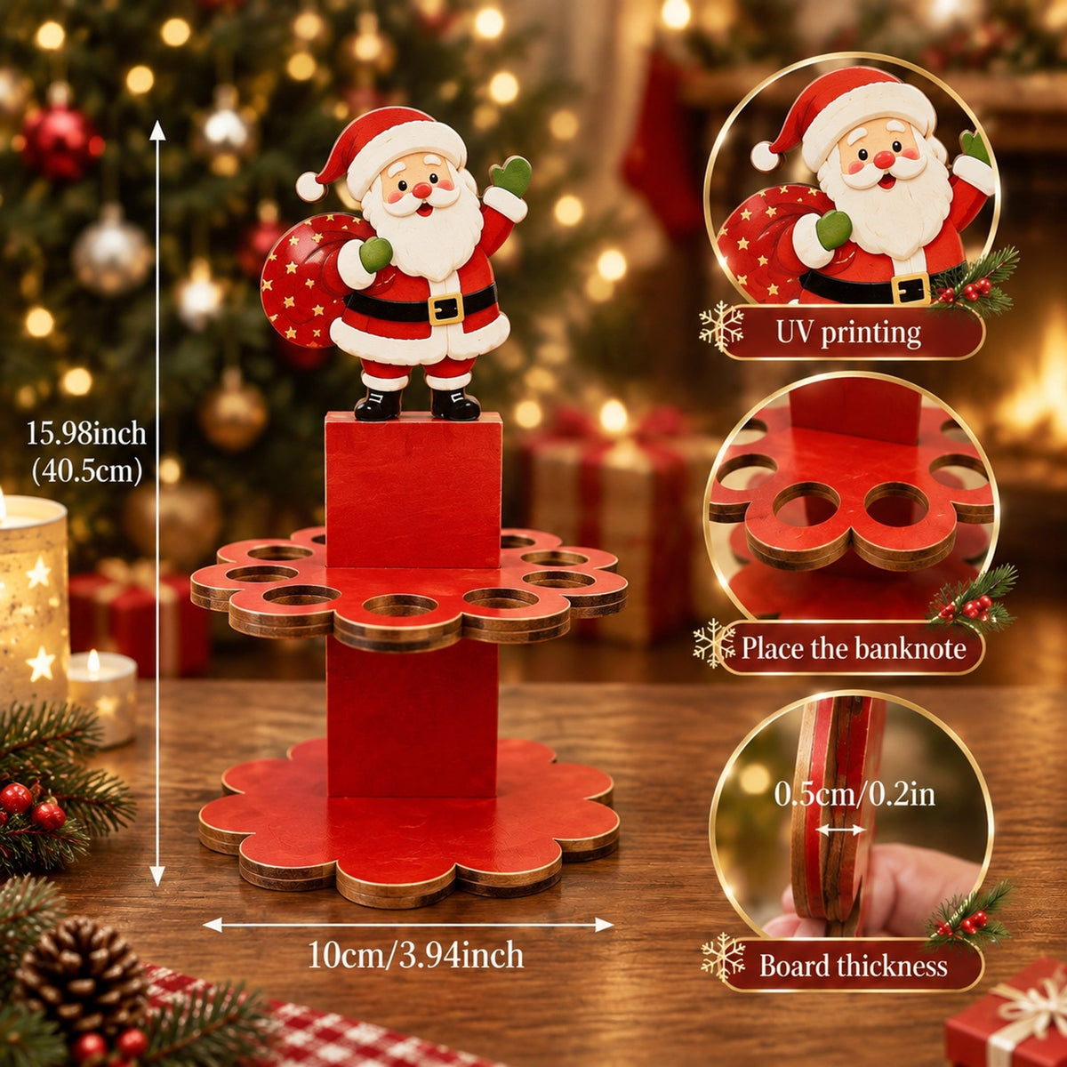 Christmas Tabletop Wooden Money Holder 🎁
