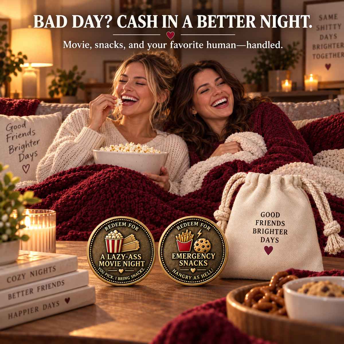 Friendship Support Tokens  | The Ultimate "I've Got Your Back" Gift Set for Besties