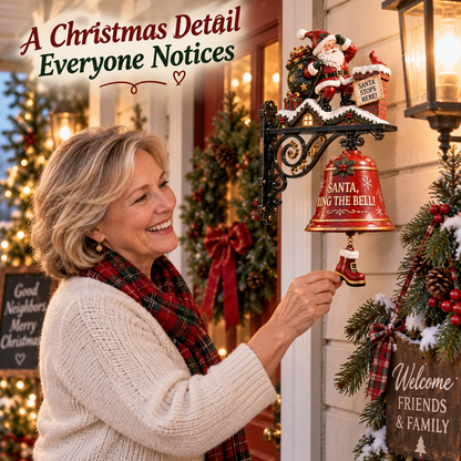 🎅 Santa, Ring the Bell! Iron Christmas Door Bell — Vintage Holiday Porch & Entryway Decor