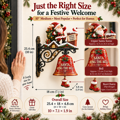 🎅 Santa, Ring the Bell! Iron Christmas Door Bell — Vintage Holiday Porch & Entryway Decor