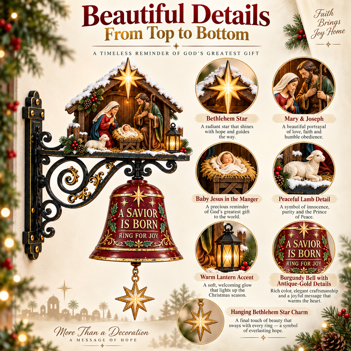 ✨ Jesus Nativity Christmas Door Bell