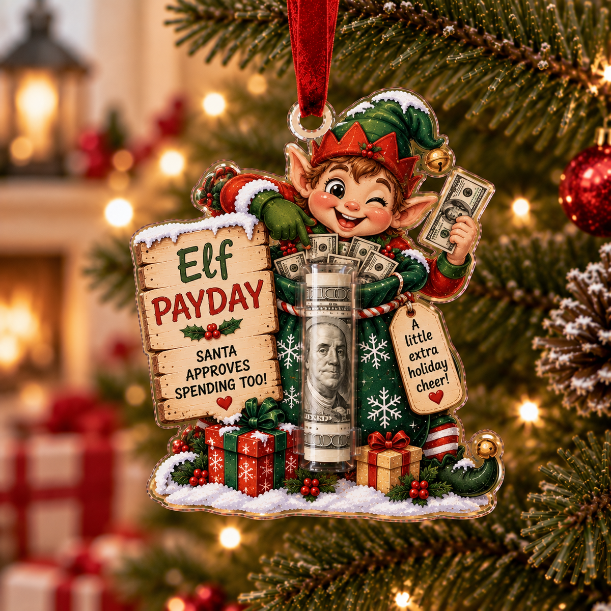 🎄 Christmas Cash Holder Ornament — Because Cash Always Fits!