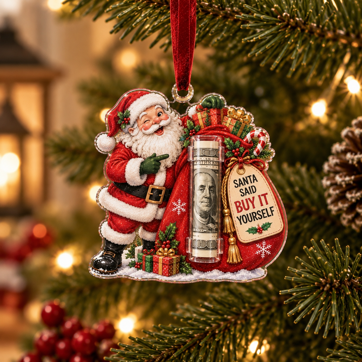 🎄 Christmas Cash Holder Ornament — Because Cash Always Fits!