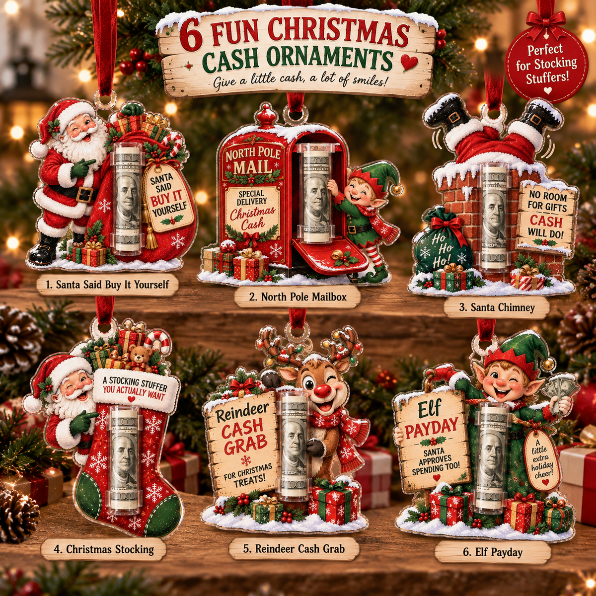 🎄 Christmas Cash Holder Ornament — Because Cash Always Fits!