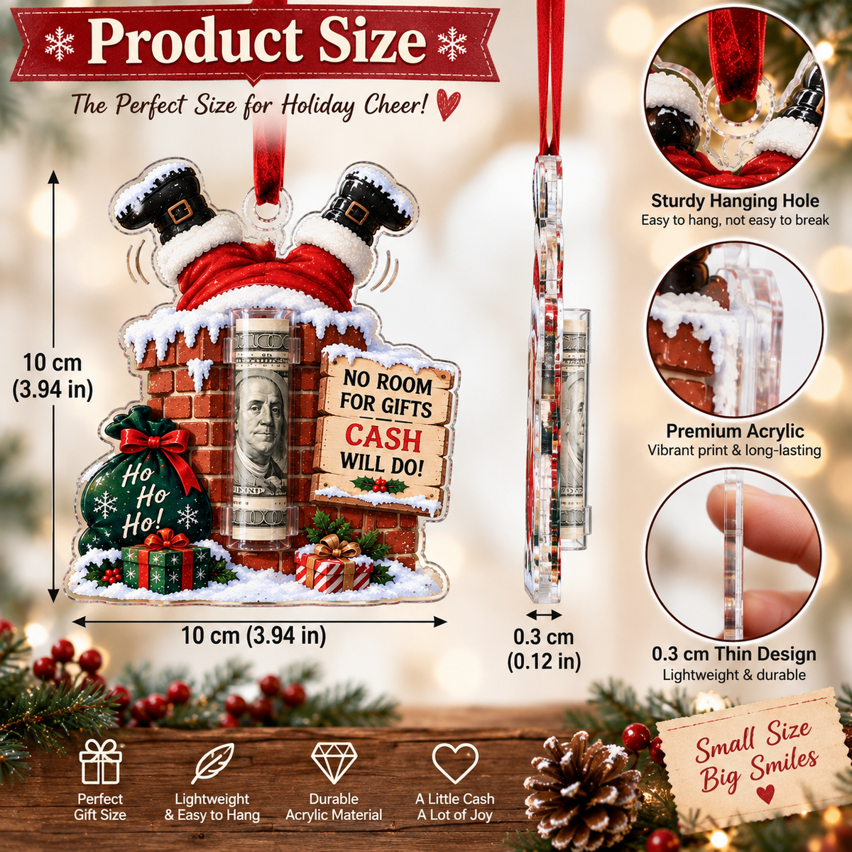 🎄 Christmas Cash Holder Ornament — Because Cash Always Fits!