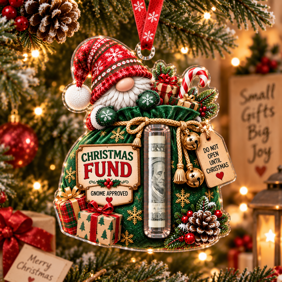 🎄 Gnome Christmas Cash Holder Ornament