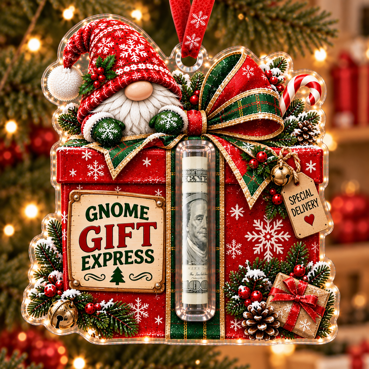 🎄 Gnome Christmas Cash Holder Ornament