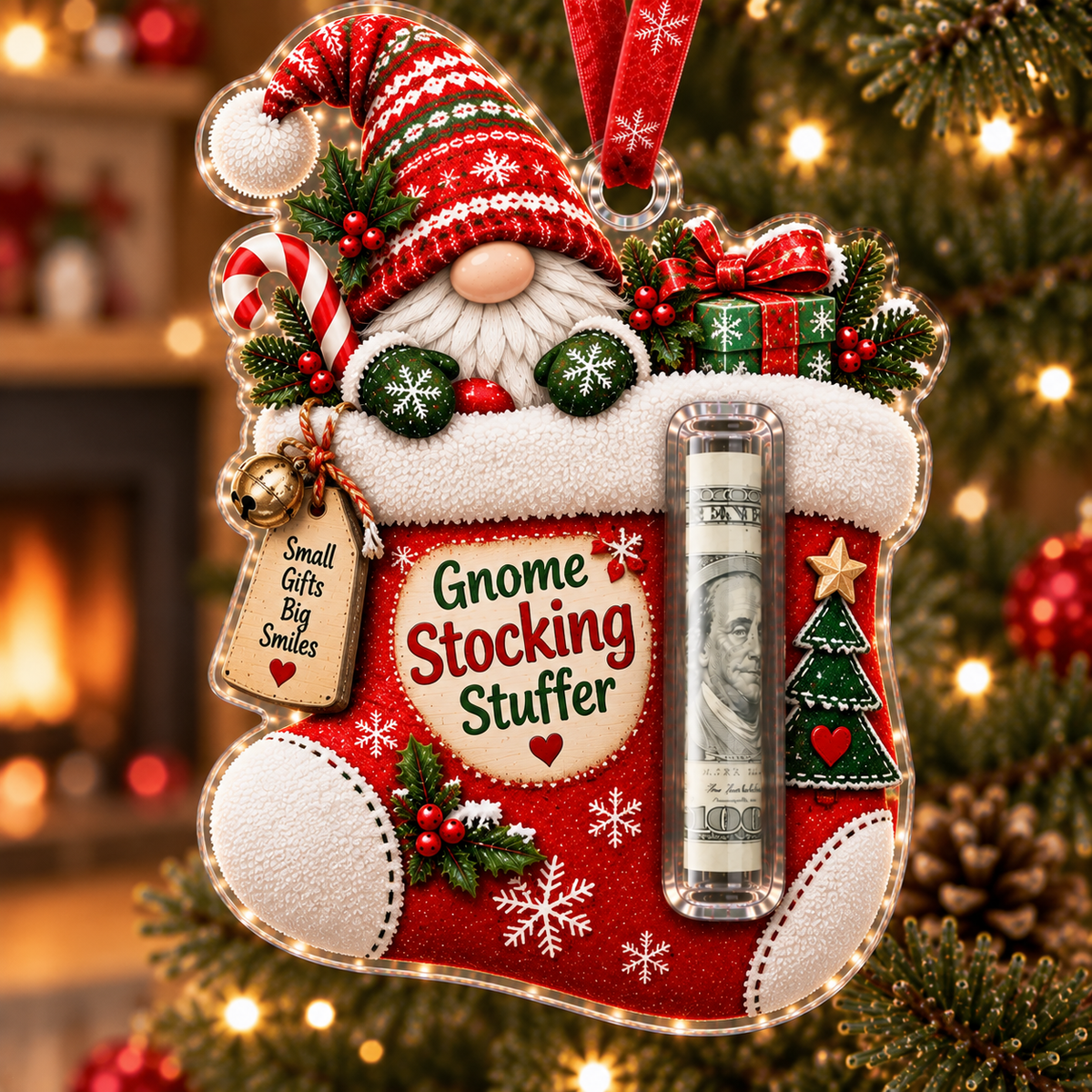 🎄 Gnome Christmas Cash Holder Ornament