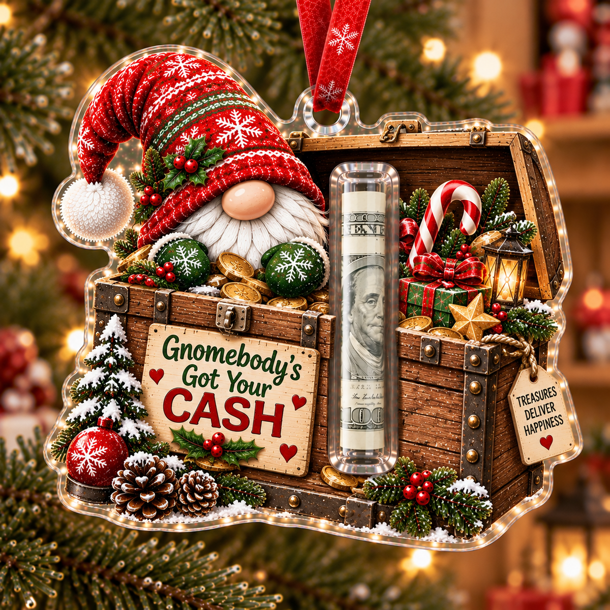 🎄 Gnome Christmas Cash Holder Ornament