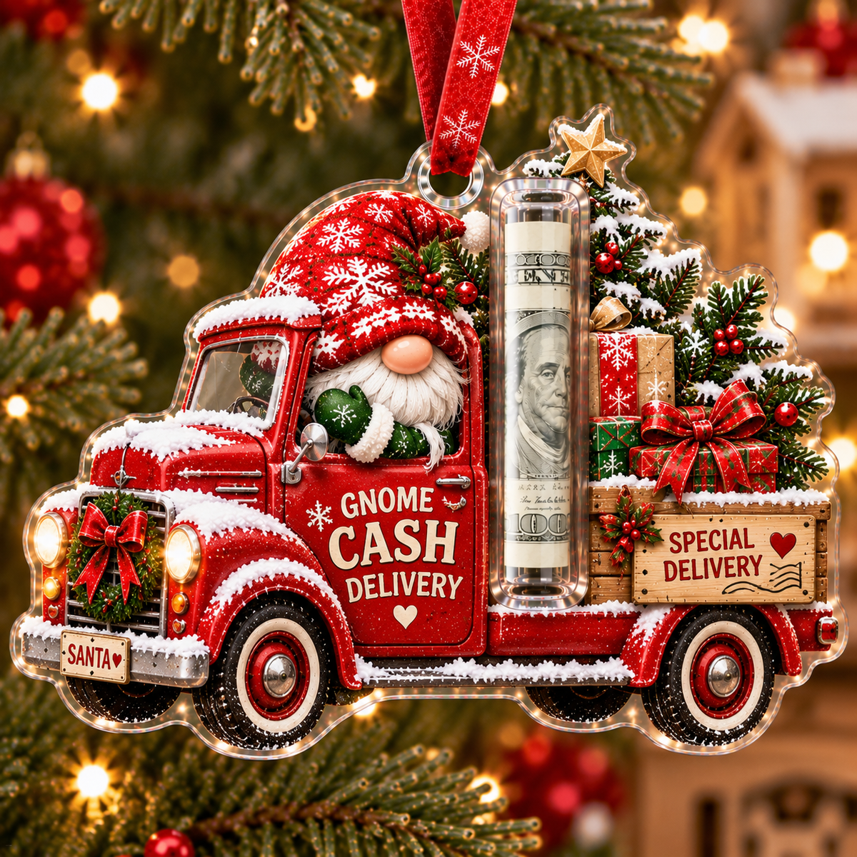 🎄 Gnome Christmas Cash Holder Ornament
