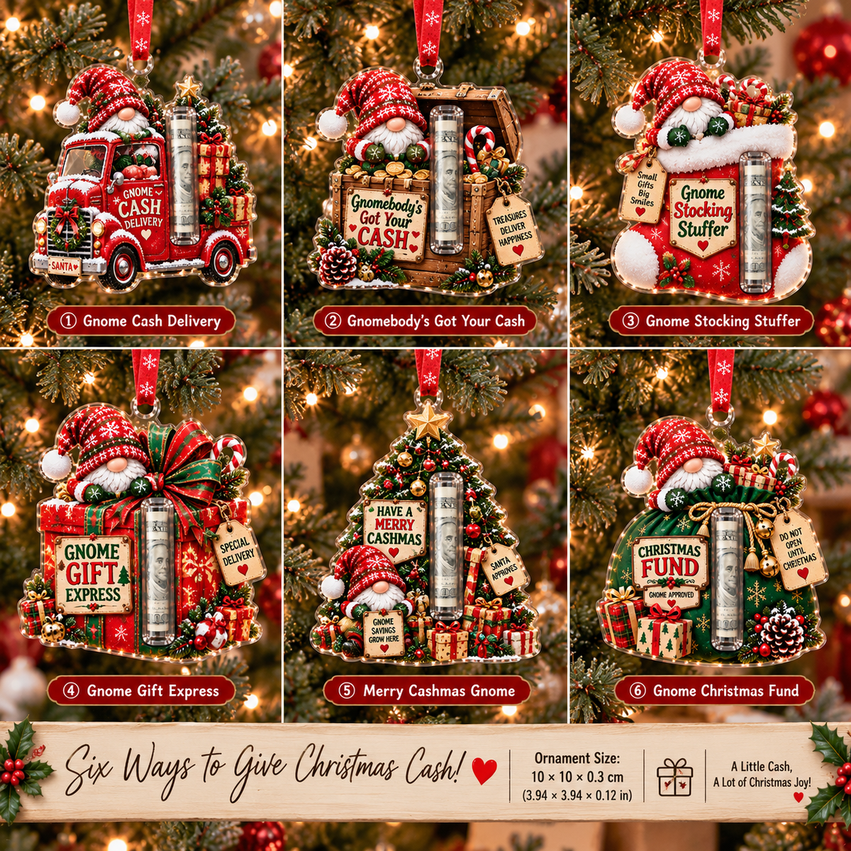 🎄 Gnome Christmas Cash Holder Ornament