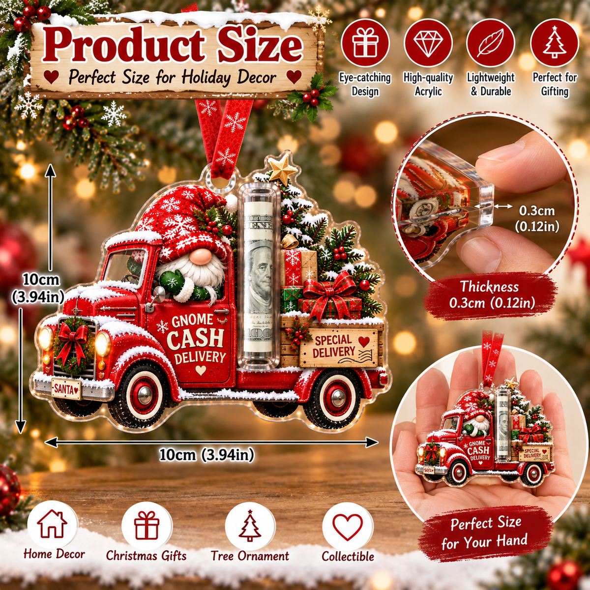 🎄 Gnome Christmas Cash Holder Ornament