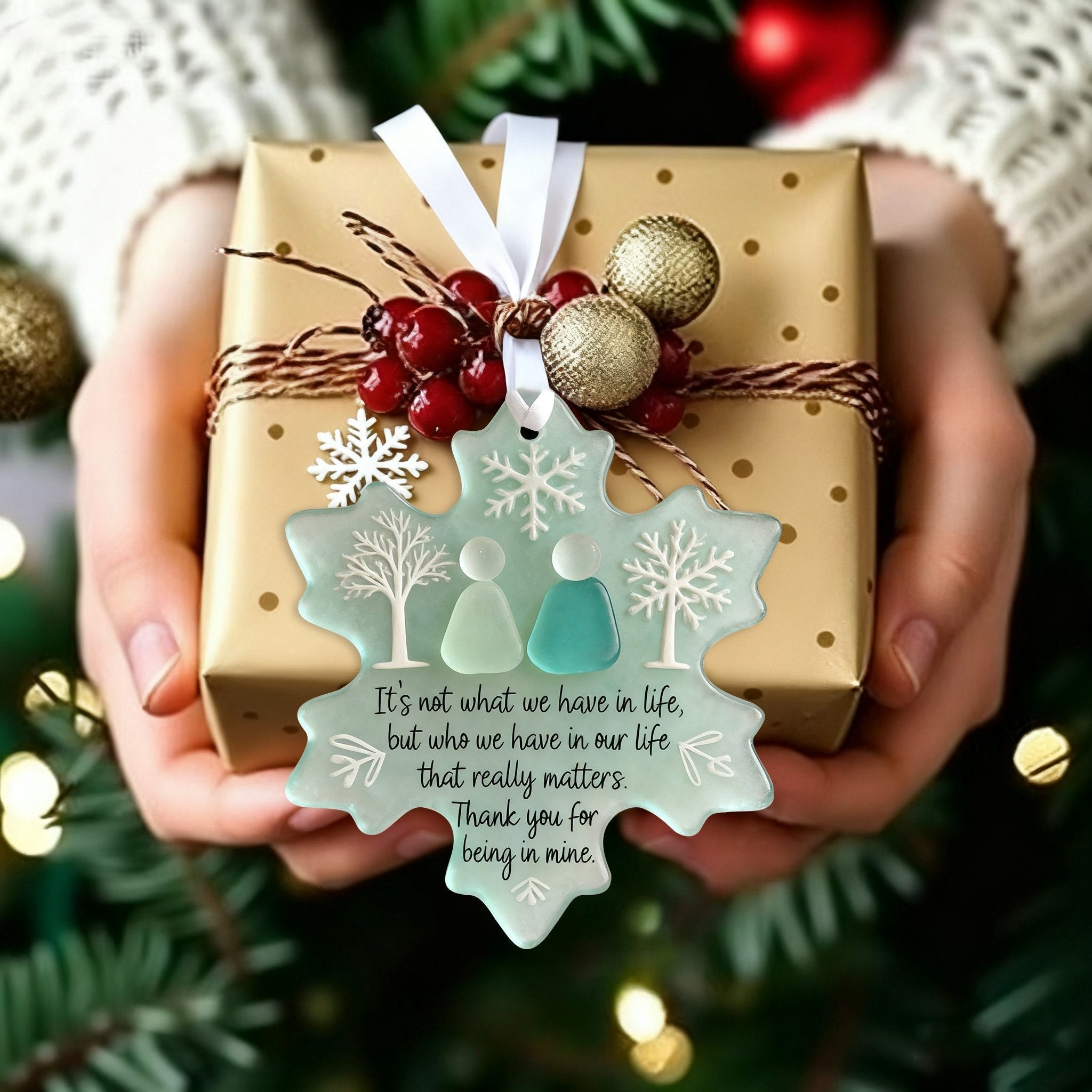 🌊Snowflake Sea Glass Friendship Ornament
