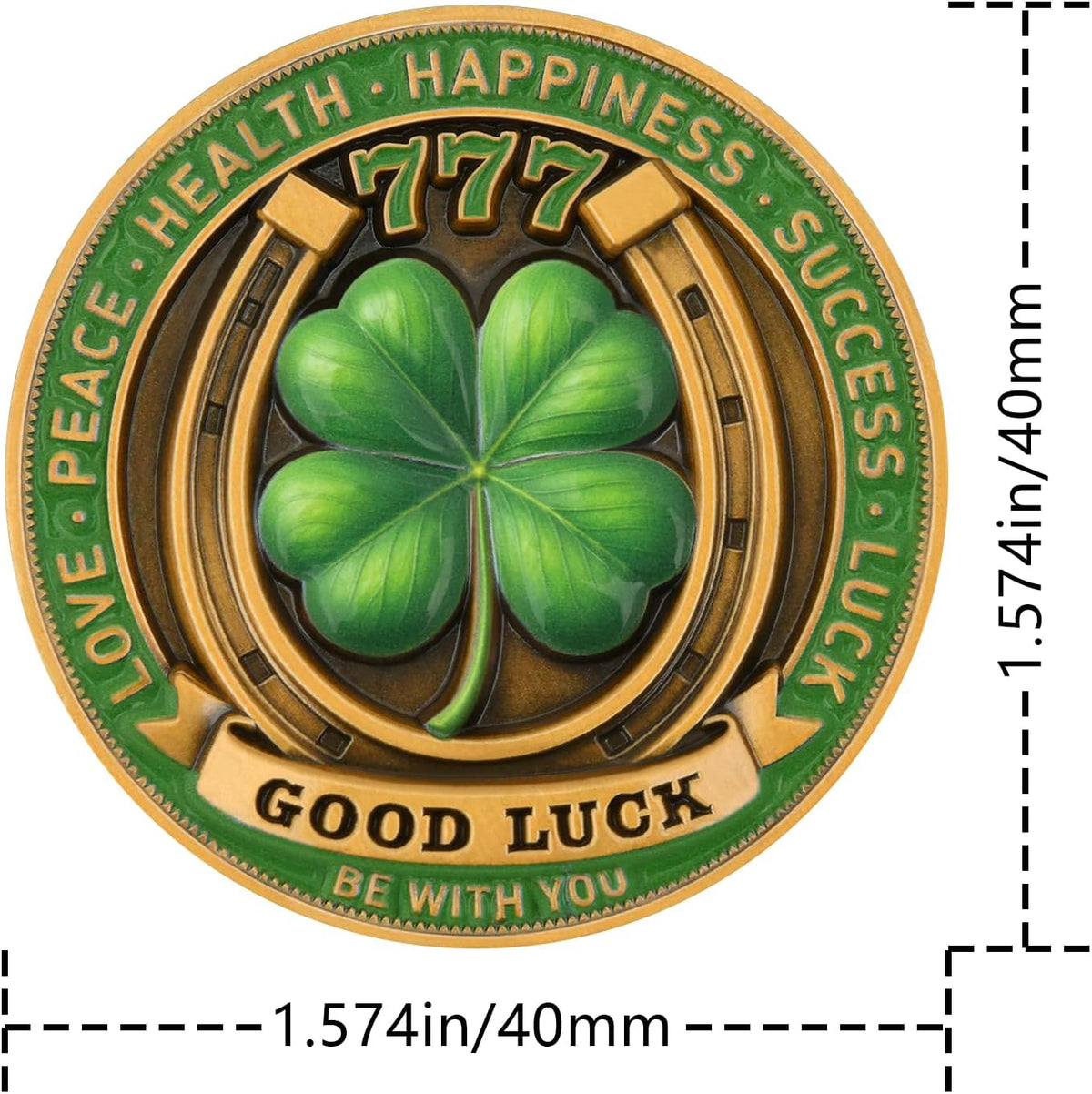 Lucky Elephant Coin with 4-Leaf Clover