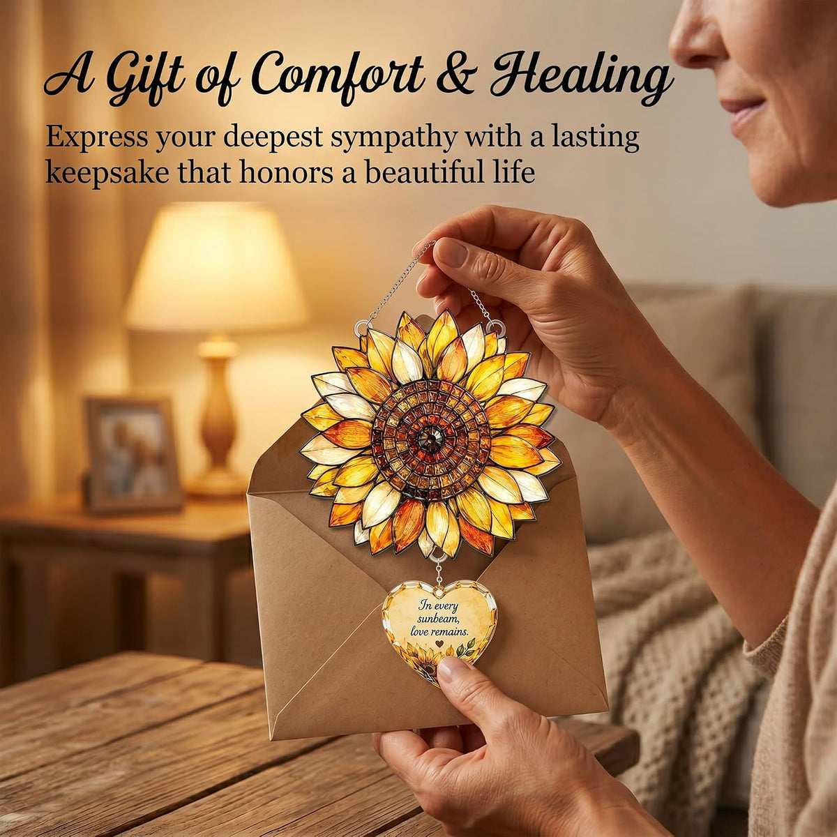 Memorial Suncatcher with Keepsake Story Card – Sunflower, Butterfly & Tree of Love Designs