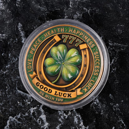 Lucky Elephant Coin with 4-Leaf Clover