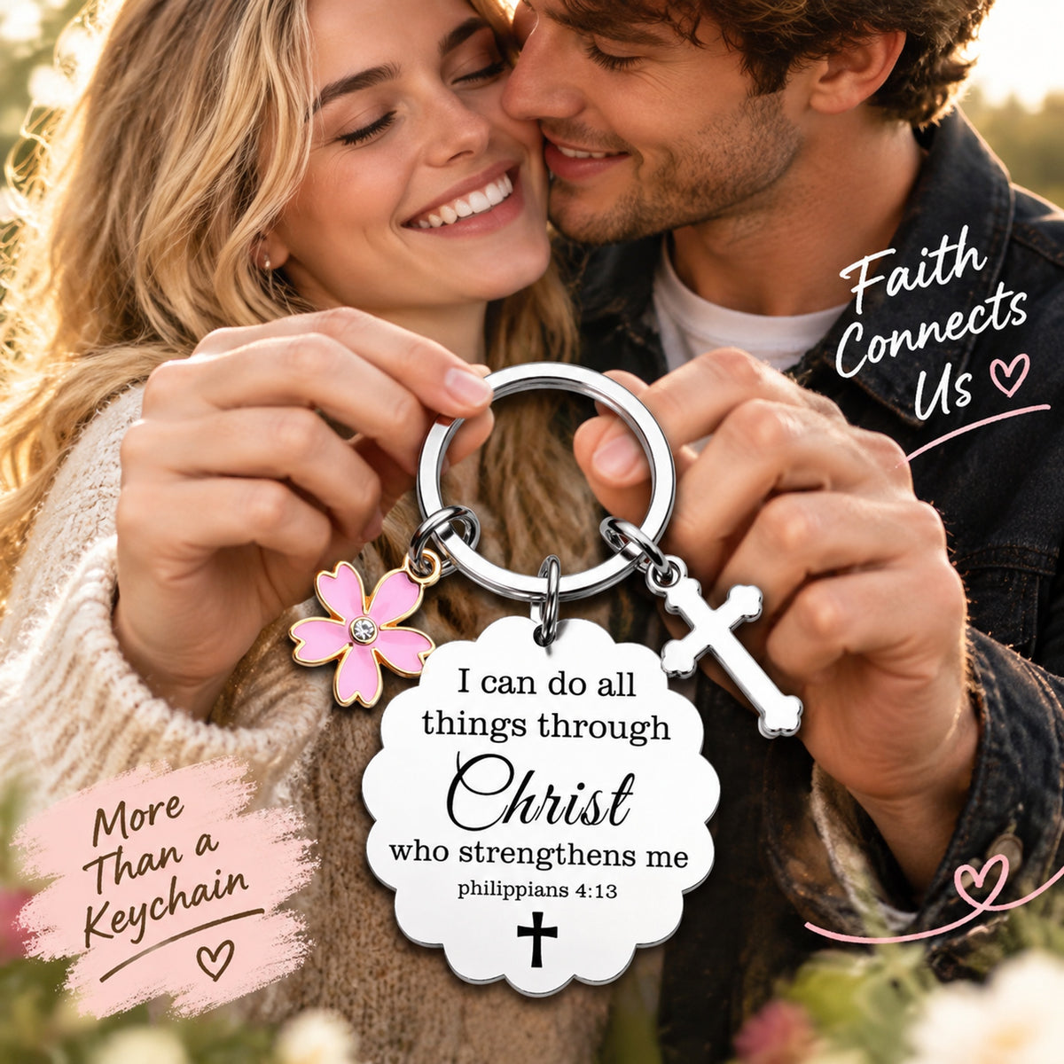 Christian Cross Keychain – Inspirational Bible Verse Gift for Women, Faith-Based Keepsake for Friends, Family & Loved Ones