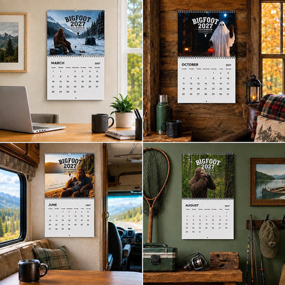 Bigfoot 2027 Calendar Funny Sasquatch Wall Calendar